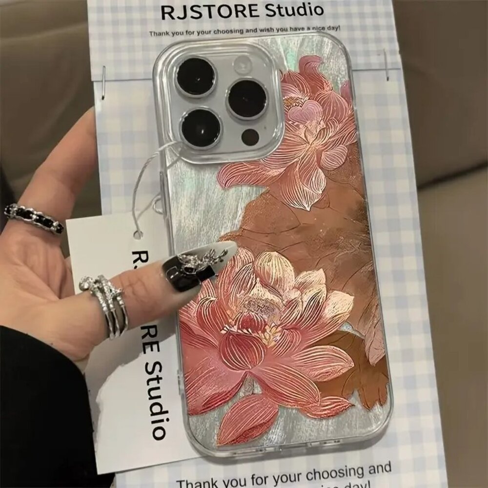 Apple iPhone 16 Pro/Max Elegant Metallic Floral phone case